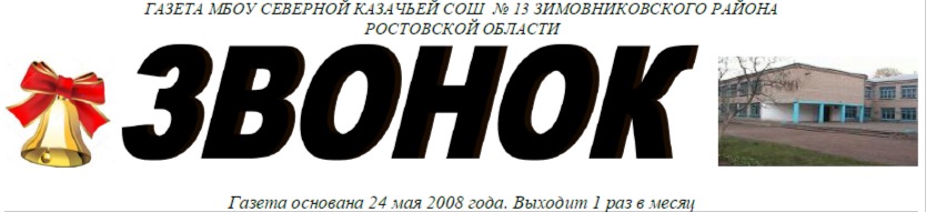 Газета МБОУ Северной Казачьей СОШ № 13 "Звонок"